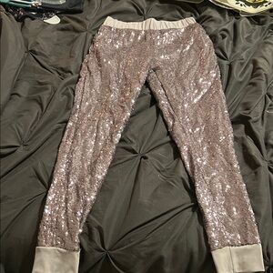 Sequin Womens Joggers in Sparkling silver